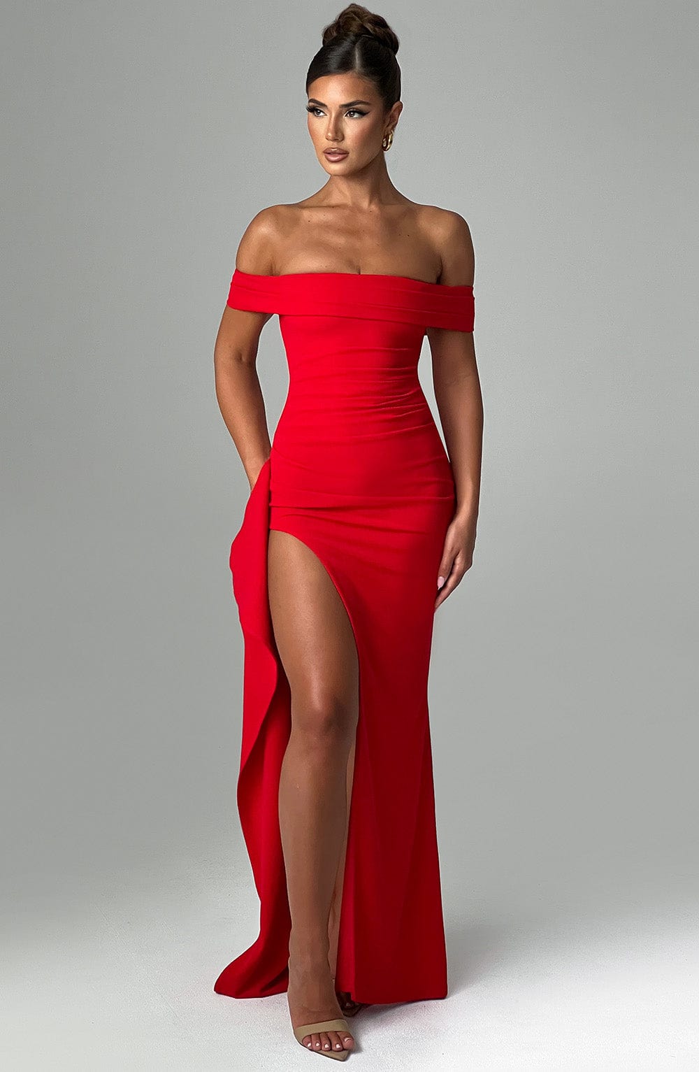 KIM | Off-Shoulder Satijnen Maxijurk
